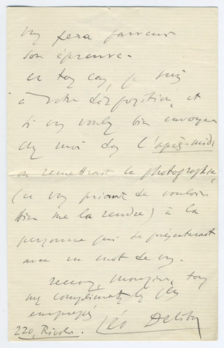 Delibes, Léo. (1836–1891) "I would be very happy to have my portrait in the next issue of Monde Illustré" - Autograph Letter Signed