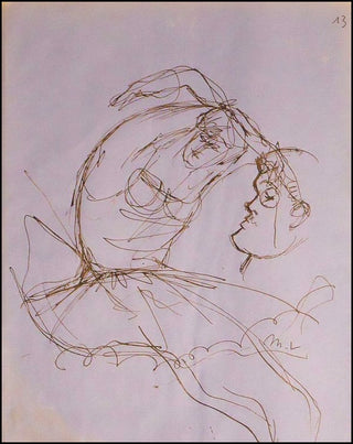 [Ballets Russes] Diaghilev, Sergei. (1872-1929) [Larionov, Mikhail. (1881 - 1964)] Original Portrait Drawing