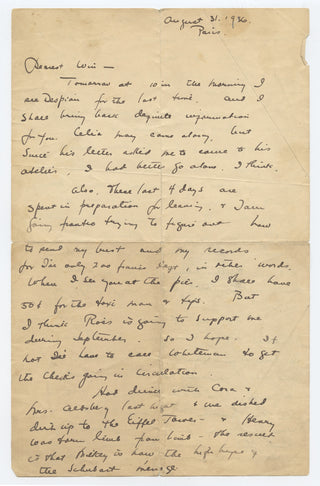 Diamond, David. (1915–2005) Early Autograph Letter Signed