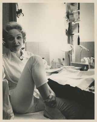 [Dietrich, Marlene (1901-1992)] Claxton, William. (1927-2008) Original Photograph in her dressing room at the Sahara Hotel in Las Vegas, 1955.