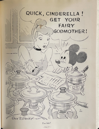 Disney, Walt. (1901-1966) [21 Club] "Quick, Cinderella! Get Your Fairy Godmother!" - ORIGINAL PRINTING PLATE