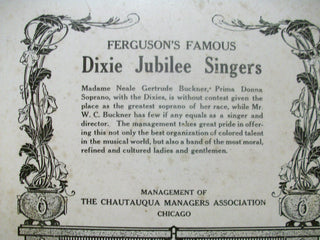 [Dixie Jubilee Concert Company] Ferguson's Dixie Jubilee Concert Company, The Best Company of Colored Talent in the World - RARE SHEET MUSIC & POSTER