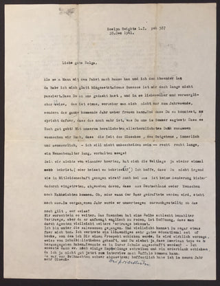 [Cello] Döblin, Alfred. (1878–1957) & Sachs, Curt. (1881-1959) & Eberhart, Richard. (1904-2005) & Steinberg, William. (1899-1978) Group of Letters to Helga and Rudolf Döblin