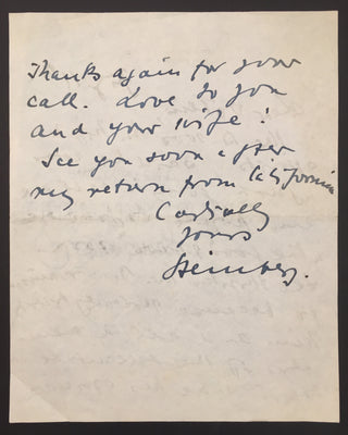 [Cello] Döblin, Alfred. (1878–1957) & Sachs, Curt. (1881-1959) & Eberhart, Richard. (1904-2005) & Steinberg, William. (1899-1978) Group of Letters to Helga and Rudolf Döblin