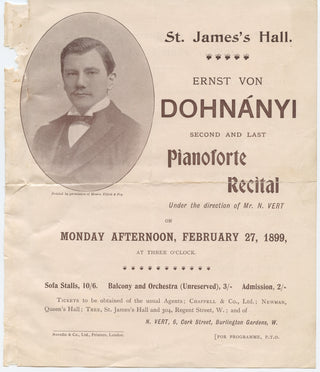 Dohnányi, Ernö. (1877–1960) Two Concert Programs