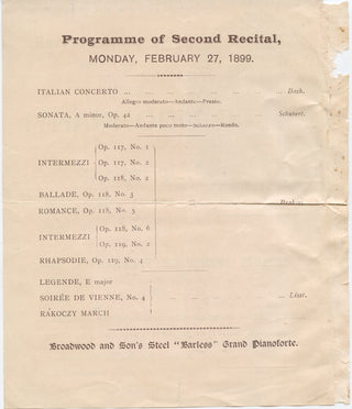 Dohnányi, Ernö. (1877–1960) Two Concert Programs