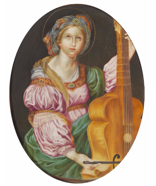 [Saint Cecilia] [Zampieri, Domenico. [Domenichino.] (1581-1641)] Saint Cecilia - Watercolor after Domenichino