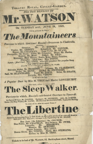 [Mozart, Wolfgang Amadeus. (1756–1791)] [Don Giovanni] Bishop, Henry. (1787–1856)  & Kemble, Charles. (1775–1854) "To which will be added, 'The Libertine.' With New Scenery, Dresses, and Decorations, and all the original Music by Mozart" - Collection of L