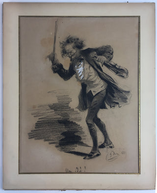 [Violinist] Doré, Gustave. (1832 - 1883) Illustration of a Violinist - ORIGINAL DRAWING