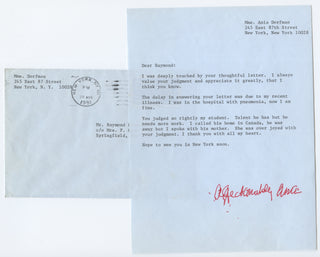 Dorfmann, Ania. (1899–1982) Typed Letter Signed to Raymond Lewenthal