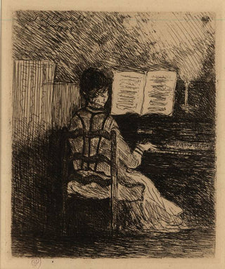 [van Gogh, Vincent. (1853 - 1890)] Ryssel, P. van (= P. Gachet). (1828-1909) Madame Gachet au Piano. ETCHING BY THE FAMOUS DOCTOR OF VAN GOGH