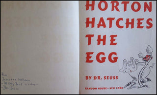 [Literature &amp; Art] [Children&apos;s Books] Seuss, Dr. [Geisel, Theodor Seuss.] (1904 - 1991) Horton Hatches the Egg, SIGNED