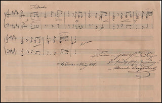 Dreyschock, Alexander. (1818- 1869) Autograph Musical Quotation to Edmund Singer