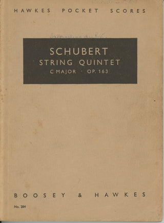 du Pré, Jacqueline. (1945–1987) Schubert String Quintet in C Major, Op. 163 - Signed and Annotated Musical Score