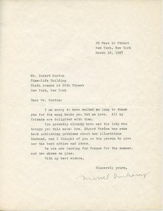 [Varèse, Edgard. (1883-1965)] Duchamp, Marcel. (1887–1968)  Signed Letter mentioning Varèse