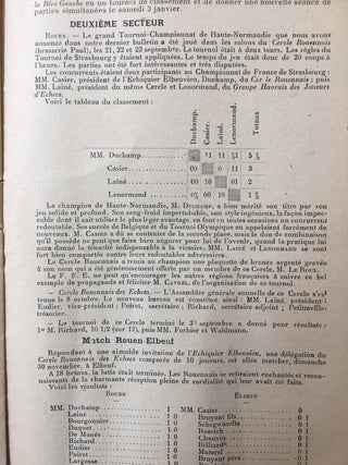 [Duchamp, Marcel. (1887–1968)] Fédération Française des Echecs - French Chess Magazine Mentioning Duchamp's 1925 Championship Win