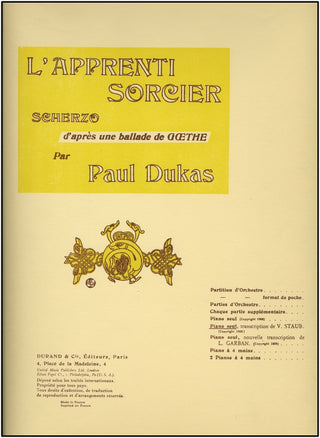 Dukas, Paul. (1865-1935) L&apos;Apprenti Sorcier: Scherzo d&apos;Apres une Ballade de Goethe