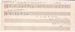 Duke, Vernon. (1903–1969) "Suddenly" - Autograph Musical Quotation