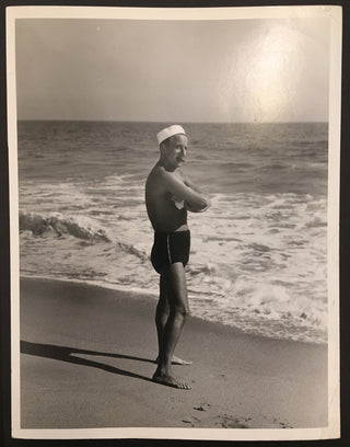 Durante, Jimmy. (1893–1980) Original Press Photograph at the Beach