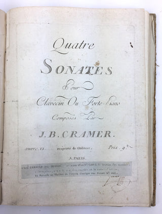 Dussek, Jan Ladislav. (1760–1812) & Adam, Louis. (1758–1848) & Cramer, Johann Baptist. (1771–1858) & Lemoyne, Jean-Baptiste. (1751–1796) Bound Volume of 18th-Century Sonata Sets by Dussek, Adam, Cramer & Le Moyne