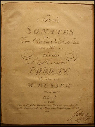 Dussek, Jan Ladislav. (1760–1812) & Pleyel, Ignazio [Ignace]. (1757–1831) Bound Volume of Eleven 18th-Century Sonata Sets by Dussek and Pleyel