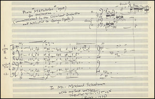 [20th Century Composer Musical Quotations] Dutilleux, Henri. (b. 1916) "Métaboles" - Autograph Musical Quotation