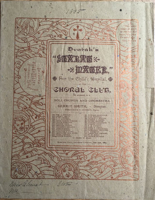 [Dvorák, Antonín Leopold. (1841-1904)] Stabat Mater - Original 1885 New York Concert Program