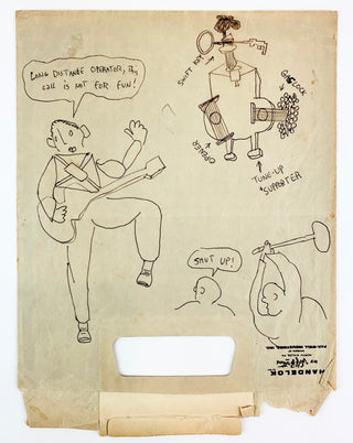 Dylan, Bob. (b. 1941) "Long-distance Operator" - Original Drawings and Autograph Lyrics from the recording of the Basement Tapes