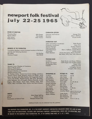 [Dylan, Bob. (b. 1941)] Newport Folk Festival - Original 1965 Program