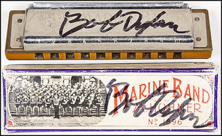 [Jazz & Song] Dylan, Bob. (b. 1941) Bob Dylan's Concert-Used & Signed Harmonica & Signed Box