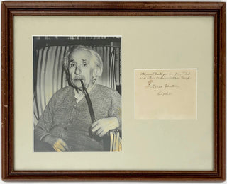 Einstein, Albert. (1879 - 1955) The Scientist Enjoys a Good Smoke during his First Trip to America - Autograph Note with Rare Full Signature