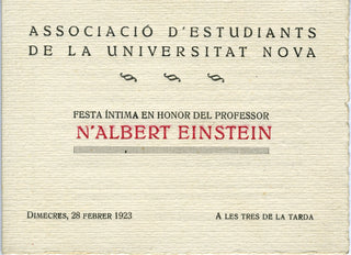 [Einstein, Albert. (1879 - 1955)] Original Program from Einstein's 1923 Visit to Barcelona