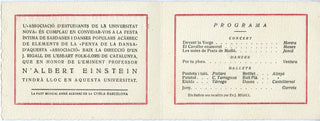 [Einstein, Albert. (1879 - 1955)] Original Program from Einstein's 1923 Visit to Barcelona