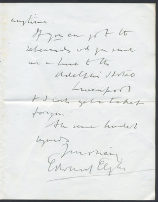 Elgar, Edward. (1857-1934) Autograph Letter