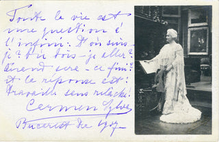 Elisabeth of Wied [Sylva, Carmen]. (1843-1916) Signed Postcard with Words of Inspiration