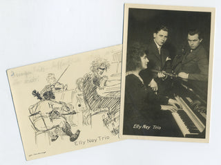 [Elly Ney Trio] Ney, Elly. (1882-1968) Two Postcard Portraits with Letters to Ney