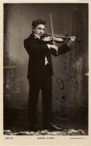 [Violinists & Cellists] Elman, Mischa.  (1891-1967) Signed Childhood Photograph