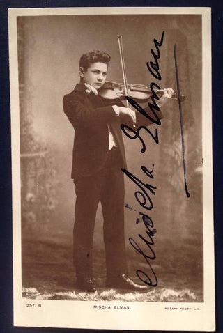 Elman, Mischa.  (1891–1967) Signed Postcard Photograph as a Boy