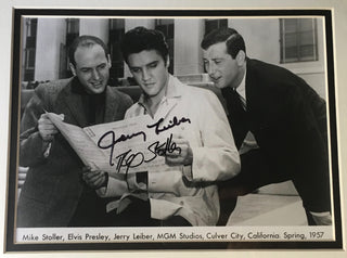 [Presley, Elvis. (1935-1977)] Leiber, Jerome "Jerry." (1933  - 2011) & Stoller, Mike. (b. 1933)  Signed Photograph