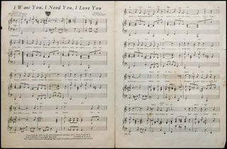 [Jazz &amp; Song] Presley, Elvis. (1935-1977) "I Want You, I Need You, I Love You" - Signed Sheet Music