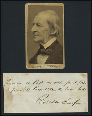 [Literature] Emerson, Ralph Waldo. (1803 - 1882) Autograph Quotation and CDV Photograph