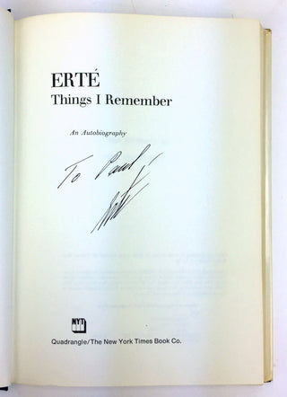 Erté [Romain de Tirtoff] (1892-1990) Erté: Things I Remember - SIGNED