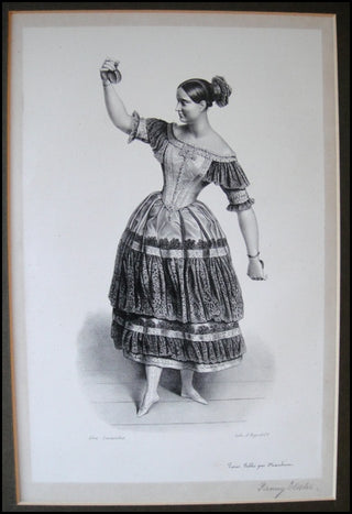 Elssler, Fanny. (1810-1884) Original Lithograph Portrait, dancing the Cachucha.