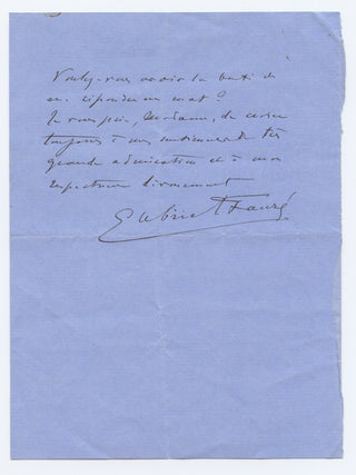 Fauré, Gabriel. (1845–1924) [Schmitt, Florent. (1870–1958)]  Two Autograph Letters to Bréval on behalf of Florent Schmitt