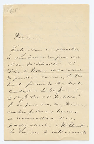 Fauré, Gabriel. (1845–1924) [Schmitt, Florent. (1870–1958)]  Two Autograph Letters to Bréval on behalf of Florent Schmitt