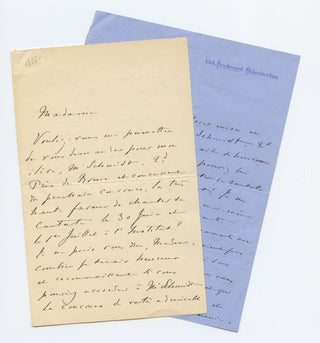 Fauré, Gabriel. (1845–1924) [Schmitt, Florent. (1870–1958)]  Two Autograph Letters to Bréval on behalf of Florent Schmitt