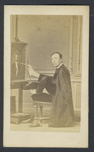 Fehr, Charles. (fl. ca. 1860) Carte de Visite Photograph, Painting with his Feet