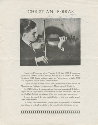 Ferras, Christian. (1933–1982) Signed Program