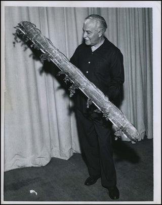 Fiedler, Arthur. (1894 - 1979) Vintage Photograph with Enormous Sandwich