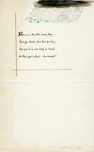 Field, Eugene. (1850 - 1895) Archive of Autograph Poems and Documents, including an unpublished manuscript fable